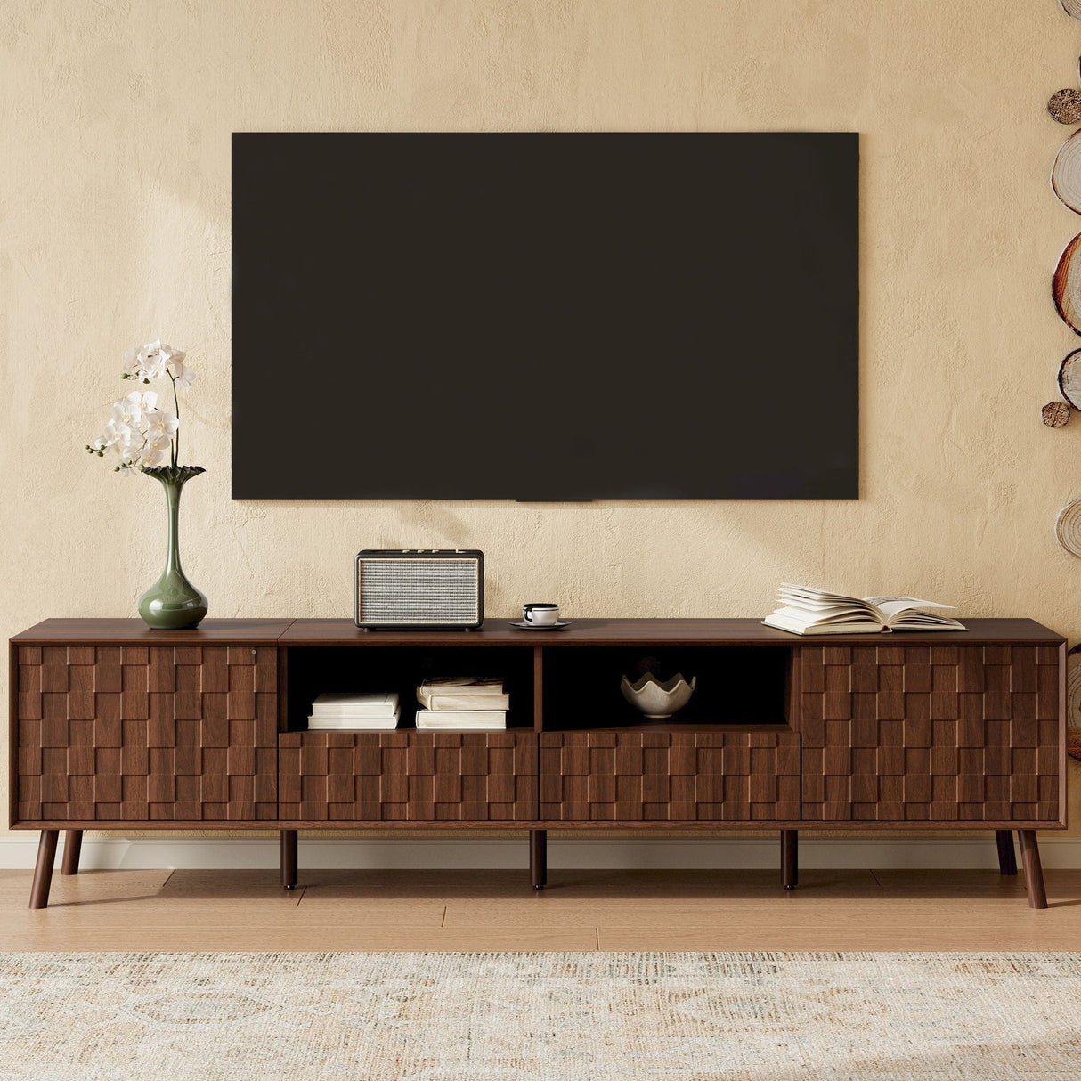TV Stand With Drawers And Cable Management - Walnut