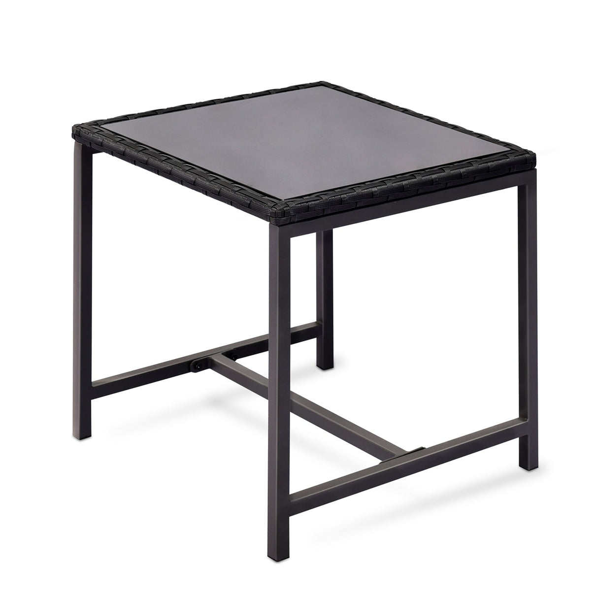 3 Pieces Patio Bistro Set Outdoor Rocking Chair with Blue Cushion for Yard Garden Poolside