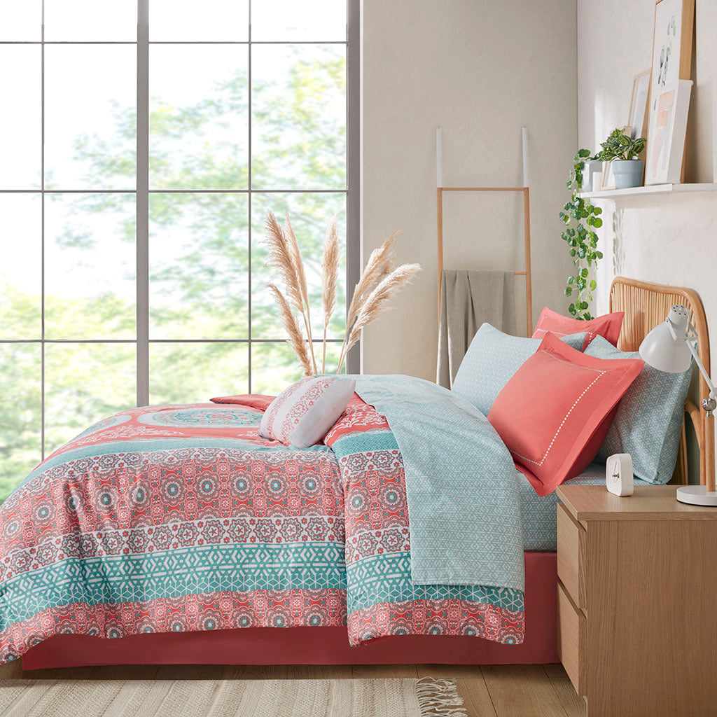 Twin Boho Comforter Set with Bed Sheets