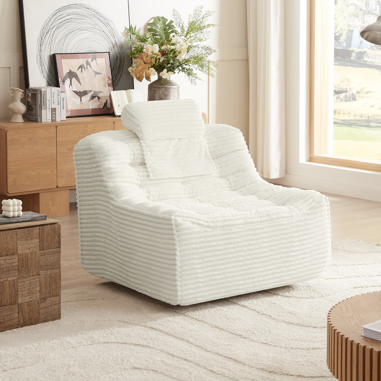 360 Oversize swivel Glider Chair, White
