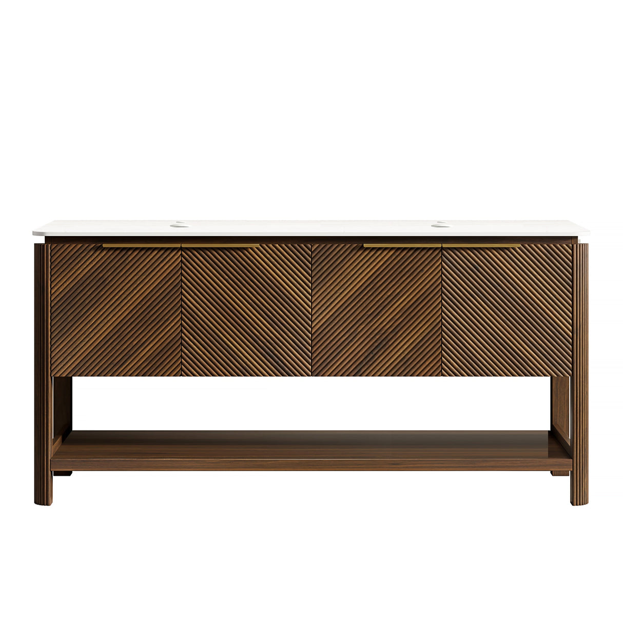 Indigo 60'' Freestanding Cabinet with 4 Doors & Open Shelf