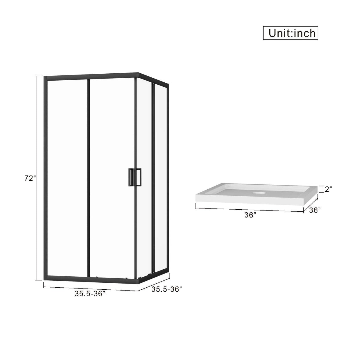 Corner Shower Enclosure with Frameless Pivot Door in Matte Black