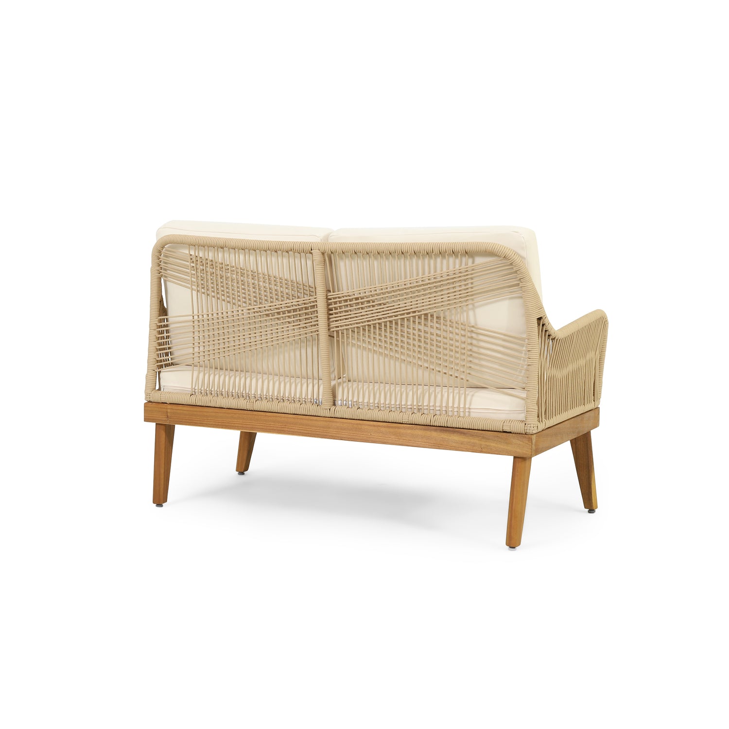 Anisa Acacia Wood & Woven Rope Outdoor Chat Set