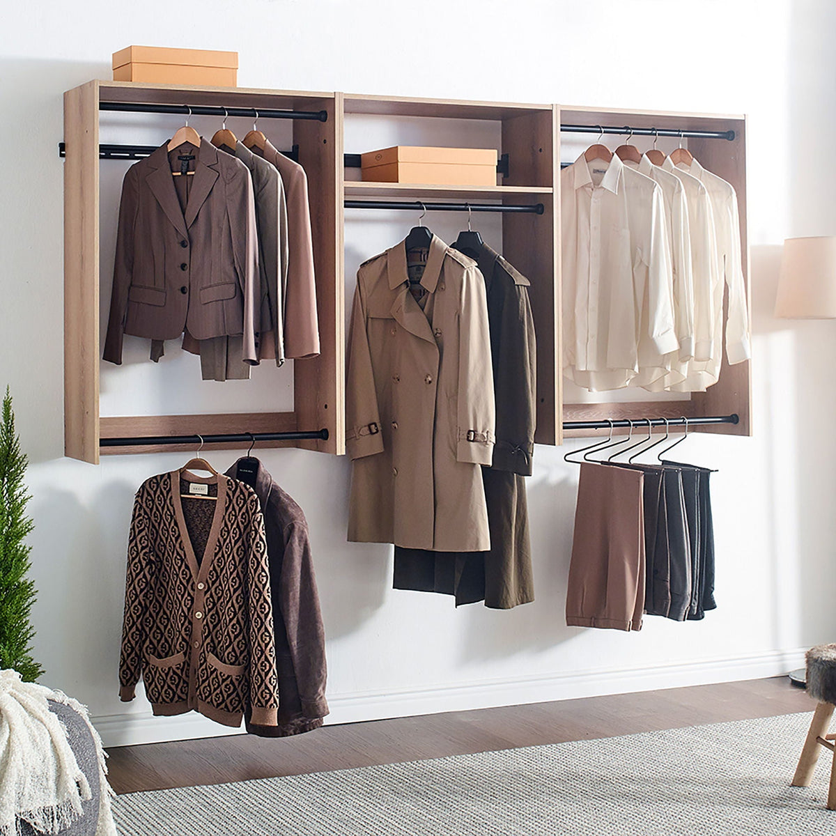 Devi - Wall Mounted Wood Closet System