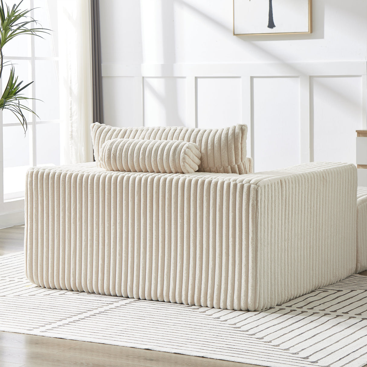 75-Inch Corduroy Sofa Lounge Chair with Removable Footrest