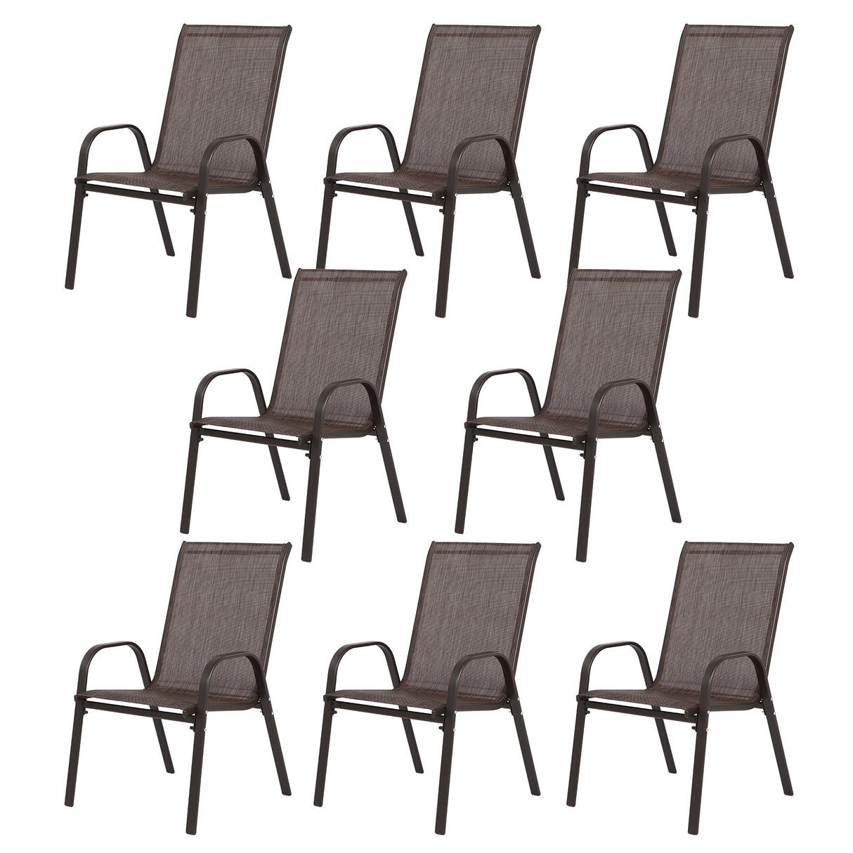 8 Piece Patio Chairs with Breathable Textilene Fabric - Brown