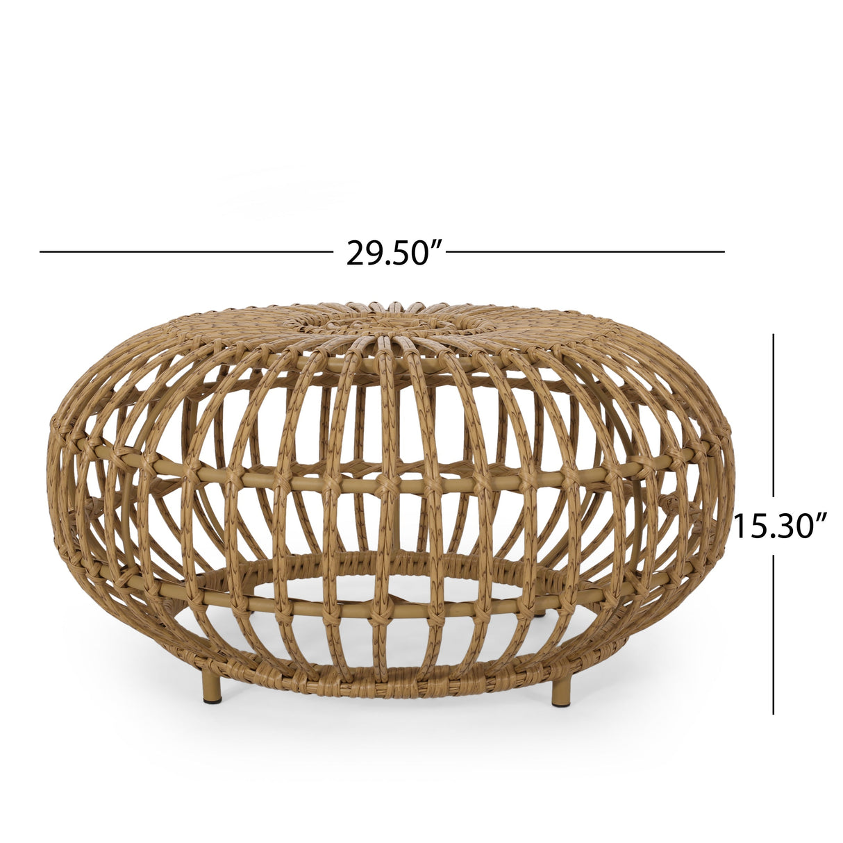 Coffee Table - Bohemian Faux Rattan Weave Accent Table
