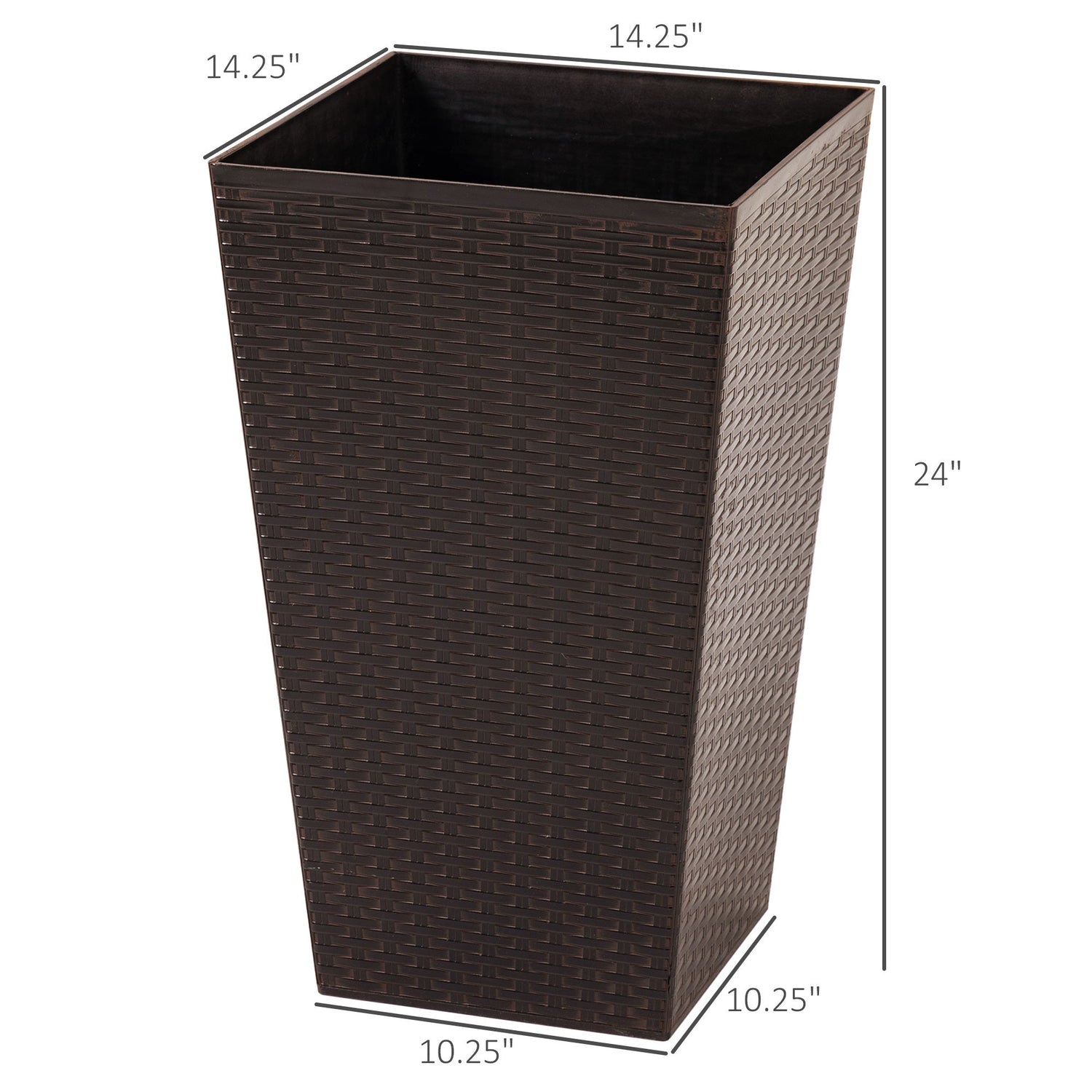 Outsunny set of 3 tall planters with drainage hole, outdoor flower pots, indoor planters for porch, front door, entryway, patio and deck