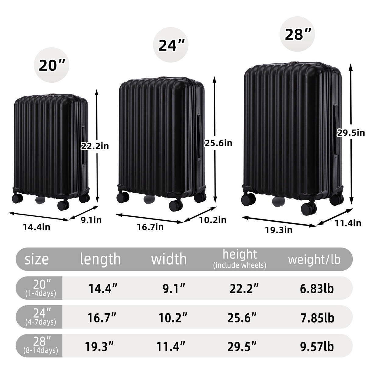 ABS Spinner Wheel Luggage Carry On Suitcase with Cup Holder and USB Port