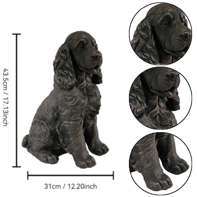 20" Bronze Finish Realistic Sitting Cocker Spaniel Dog Statue