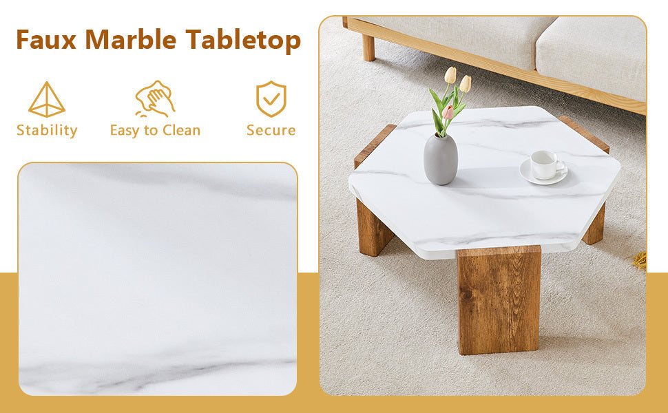 31-Inch Modern-Style Hexagonal Coffee Table