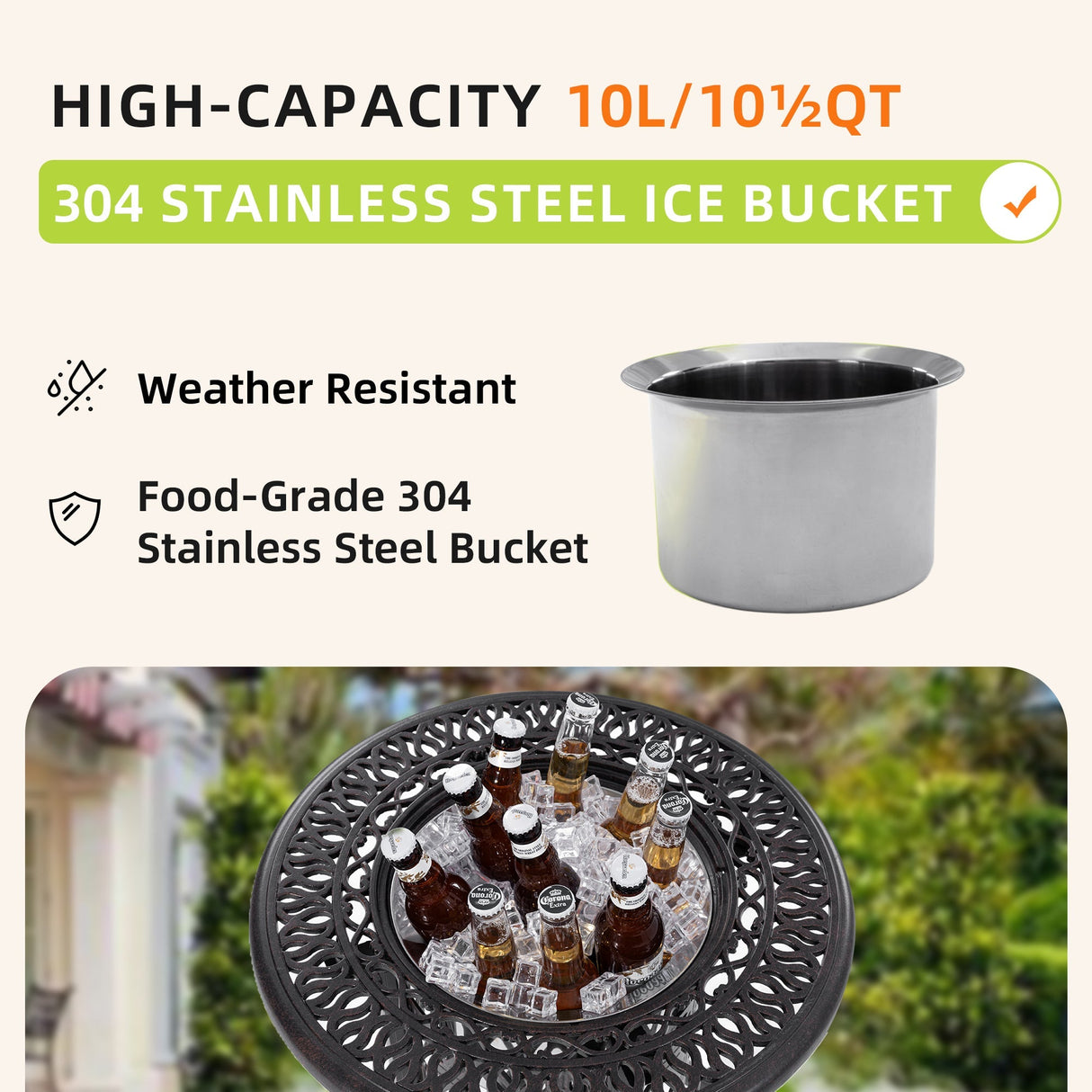 21-Inch Side Table with Removable Ice Bucket