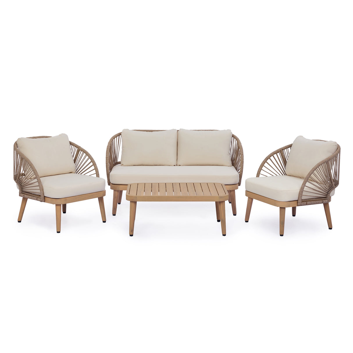 4-Piece Acacia Wood Patio Seating Set