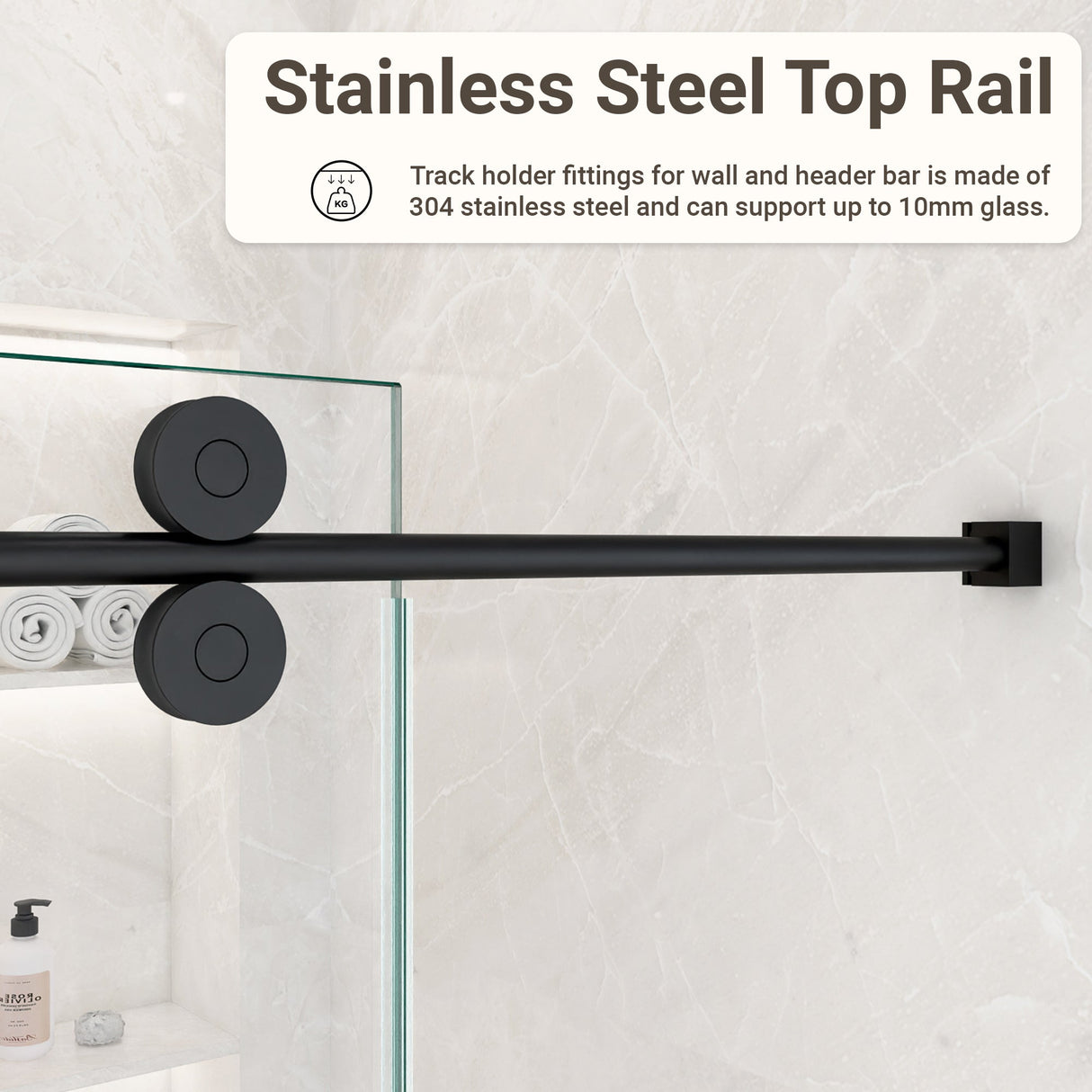 56-60"W x 72"H Frameless Single Sliding Shower Door