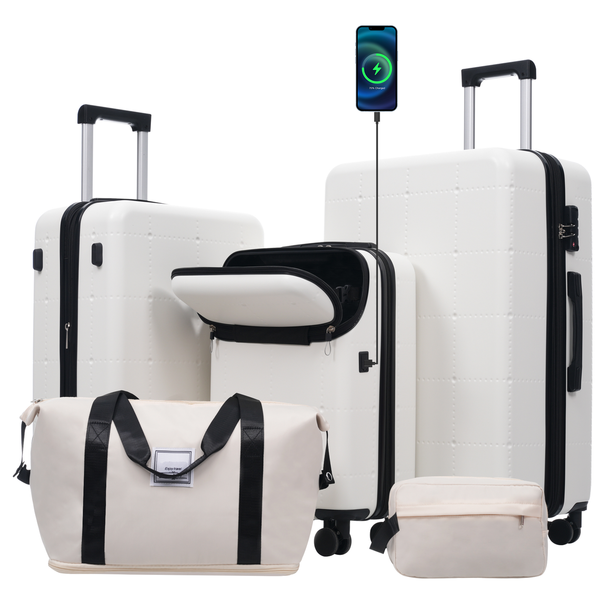 5 Piece Hardside Luggage Set with USB Port