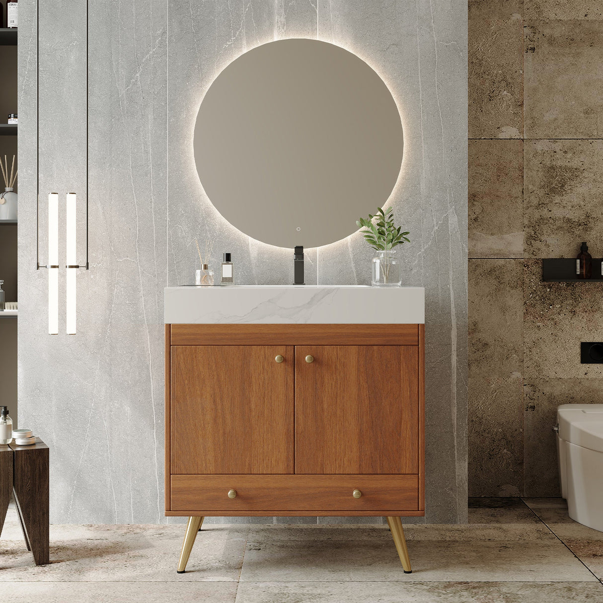 Mid-Century Free-Standing Bathroom Vanity