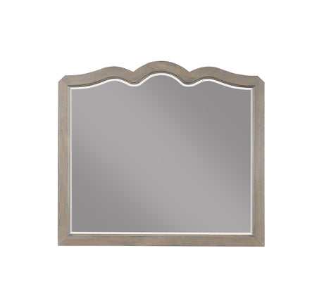 Scallop-Shaped-Mirror,-No-Assembly-Required,-White-Poplar-Finish-Wall-Mirrors
