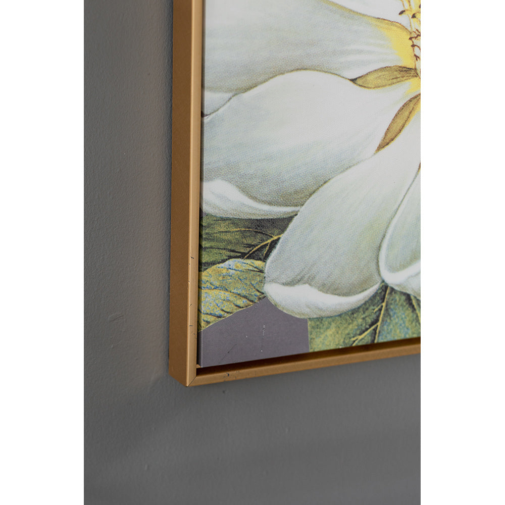 Set of 4 White and Gold Botanical Wall Art Prints, 20” x 20”