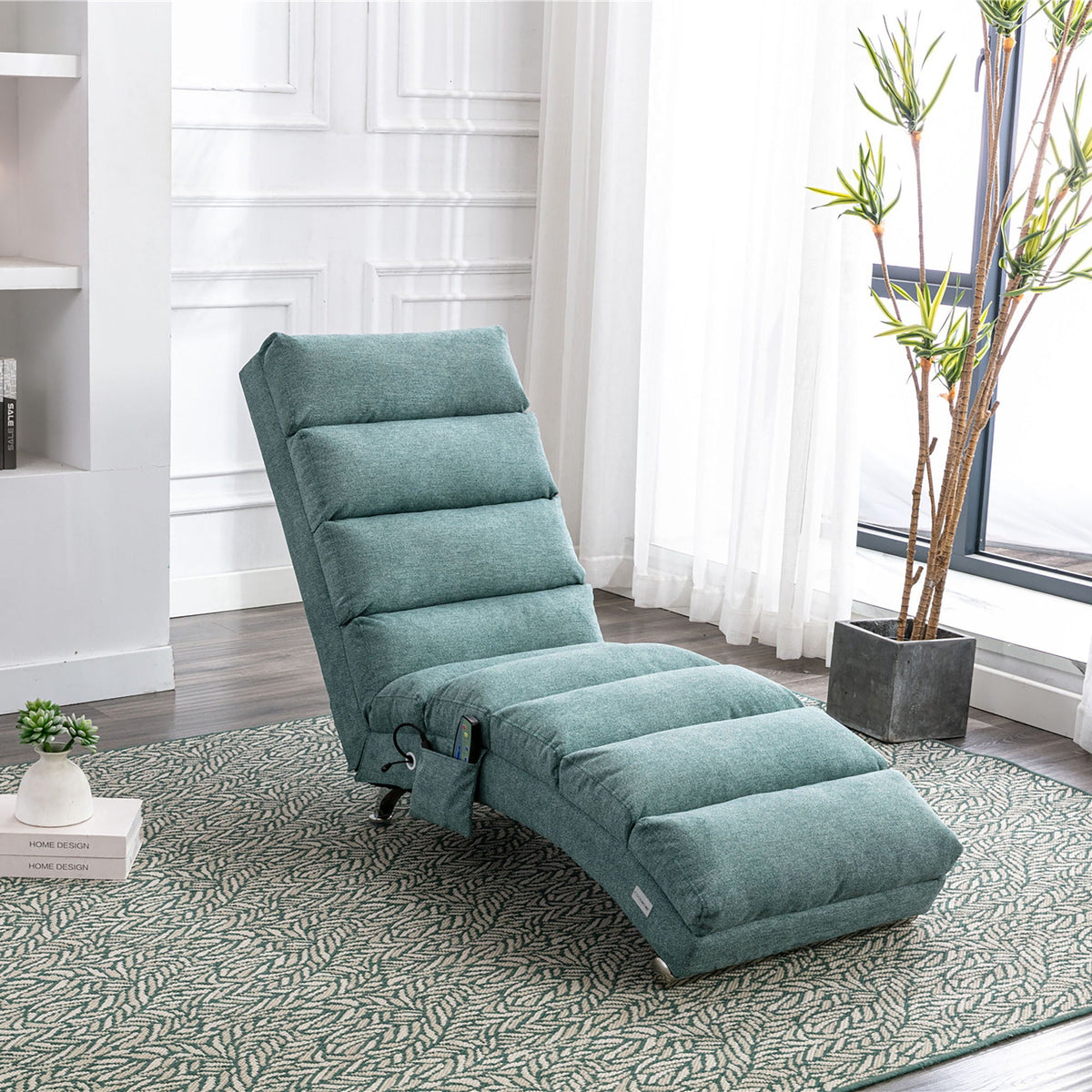 Massage Chaise Lounge Indoor With Remote Control, Ergonomic Electric Massage Lounger