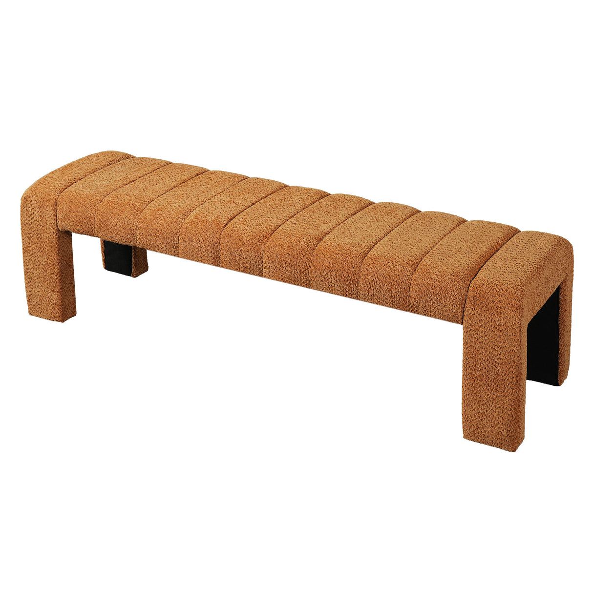 63-Inch Modern Minimalist Multi-Functional Boucle Bench in Orange