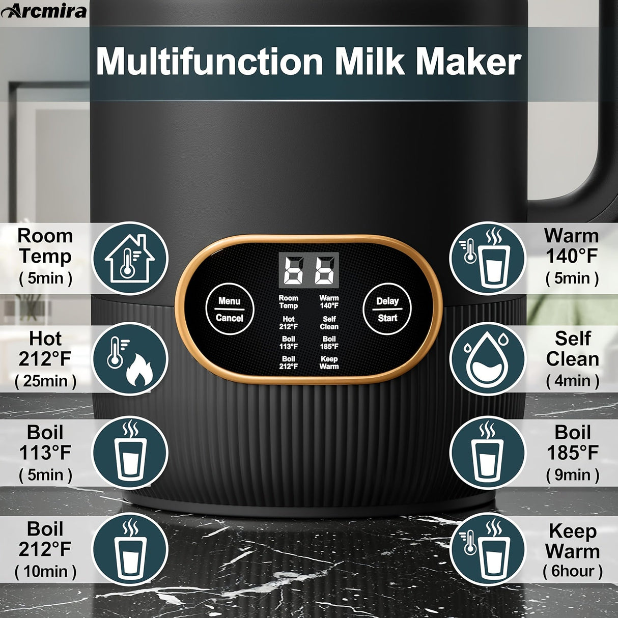 8-in-1 Nut Milk Maker Machine – 35oz Soy, Almond, Oat, Plant-Based Milk Maker