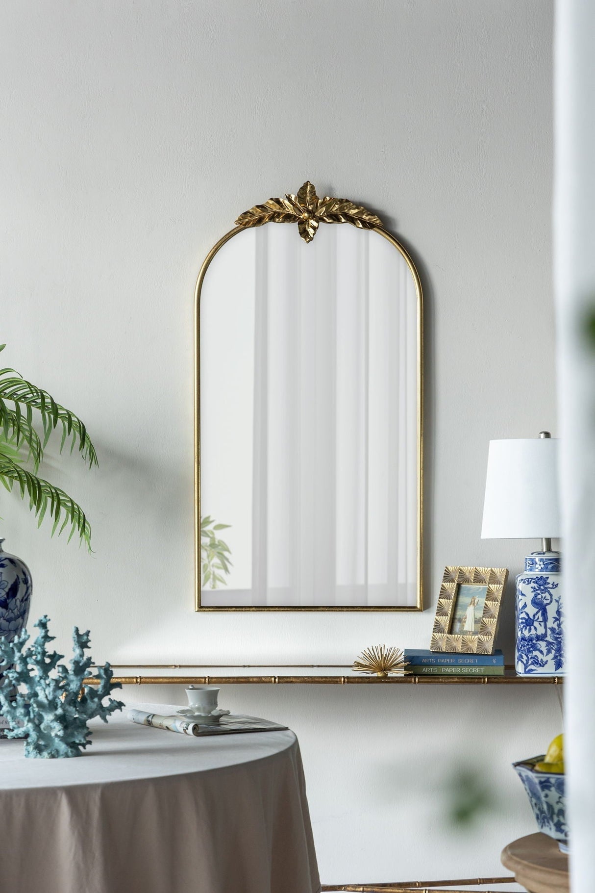 Arched Wall Mirror with Metal Frame