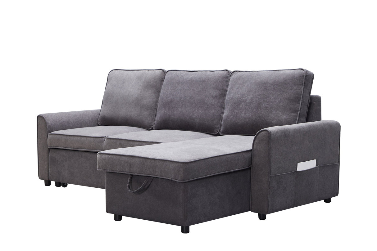 Modern Modular L-Shaped Sofa Bed with ChaiseDark Grey Linen