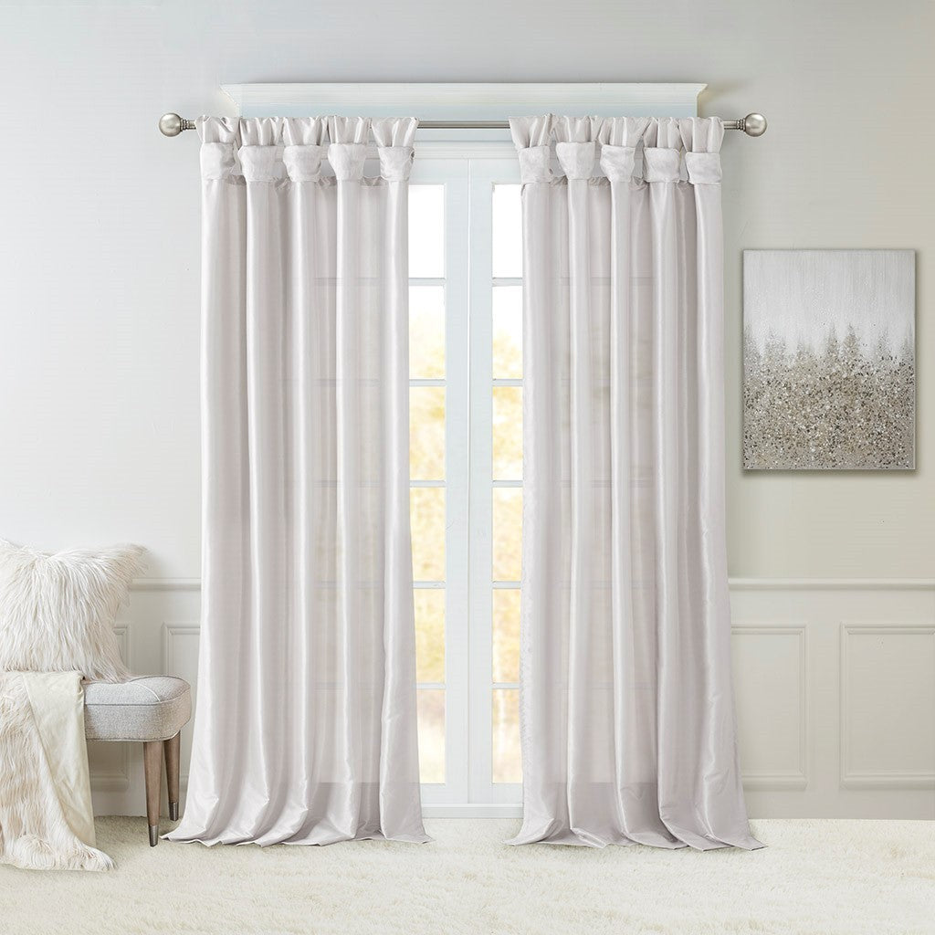Twist Tab Lined Window Curtain Panel Silver 50x108"