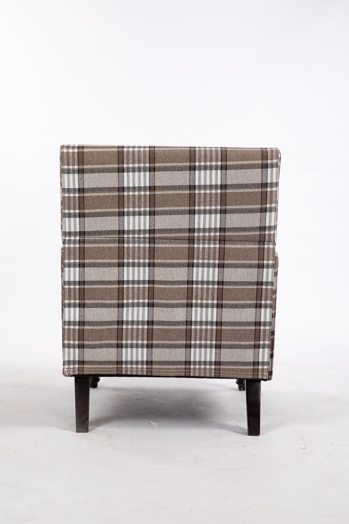 Upholstered Accent Chair with Brown Linen Fabric and Nailhead Trim