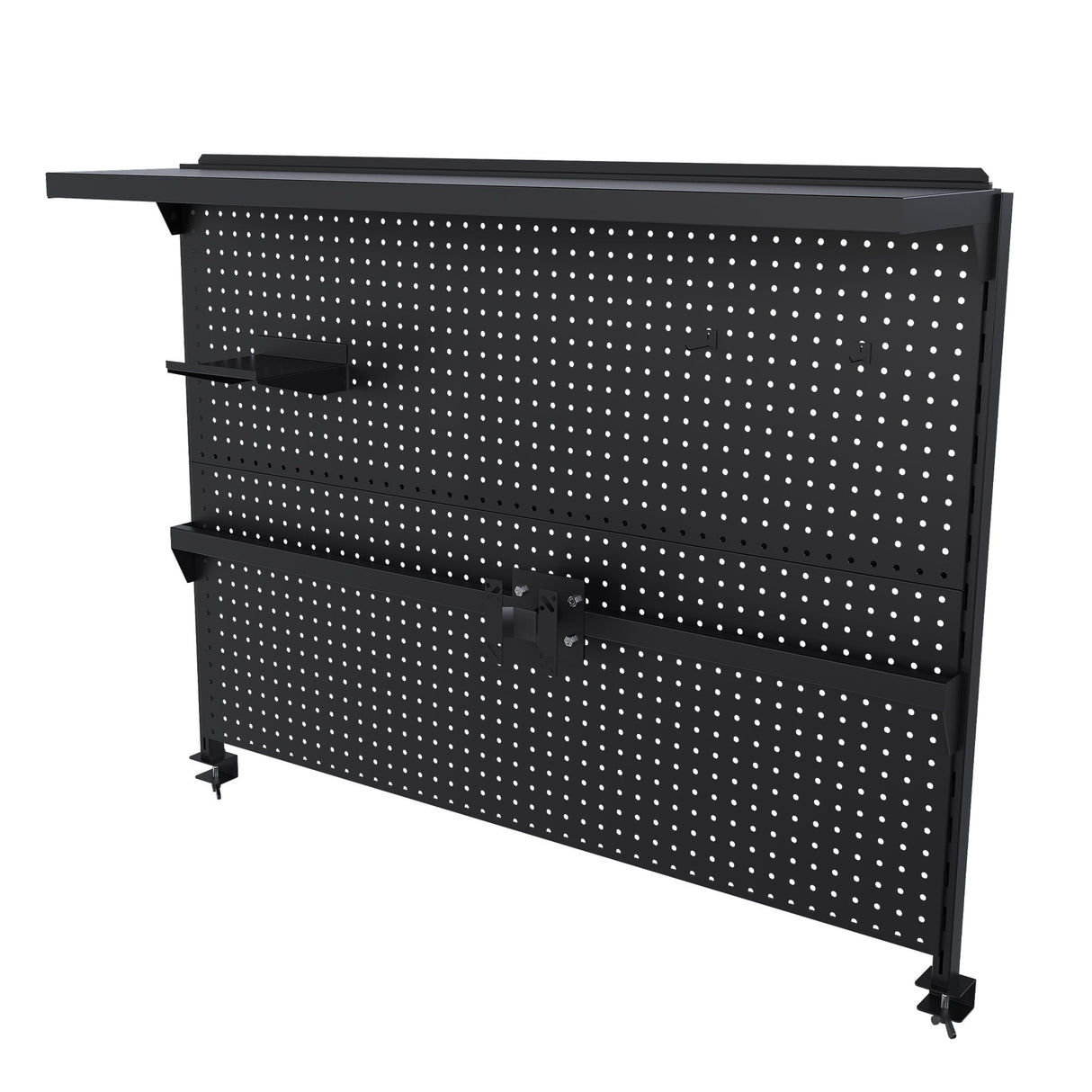 Clamp On Desk Pegboard With Single Monitor Stand