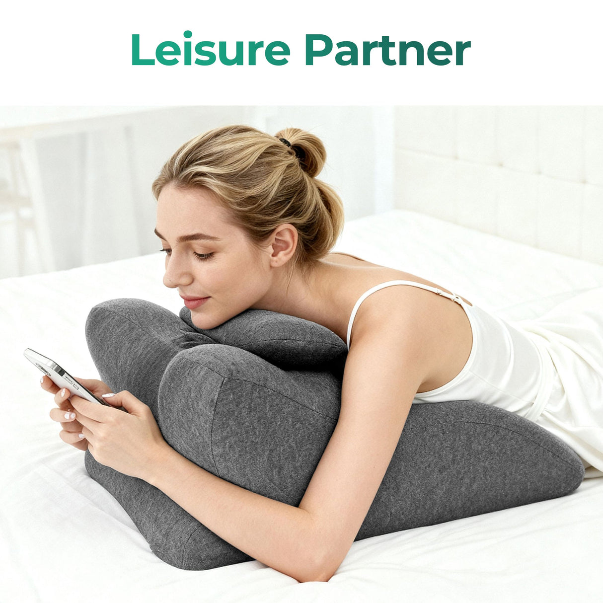 Ergonomic Spinal Posture Support & Multi-Functional Bed Pillow - Grey
