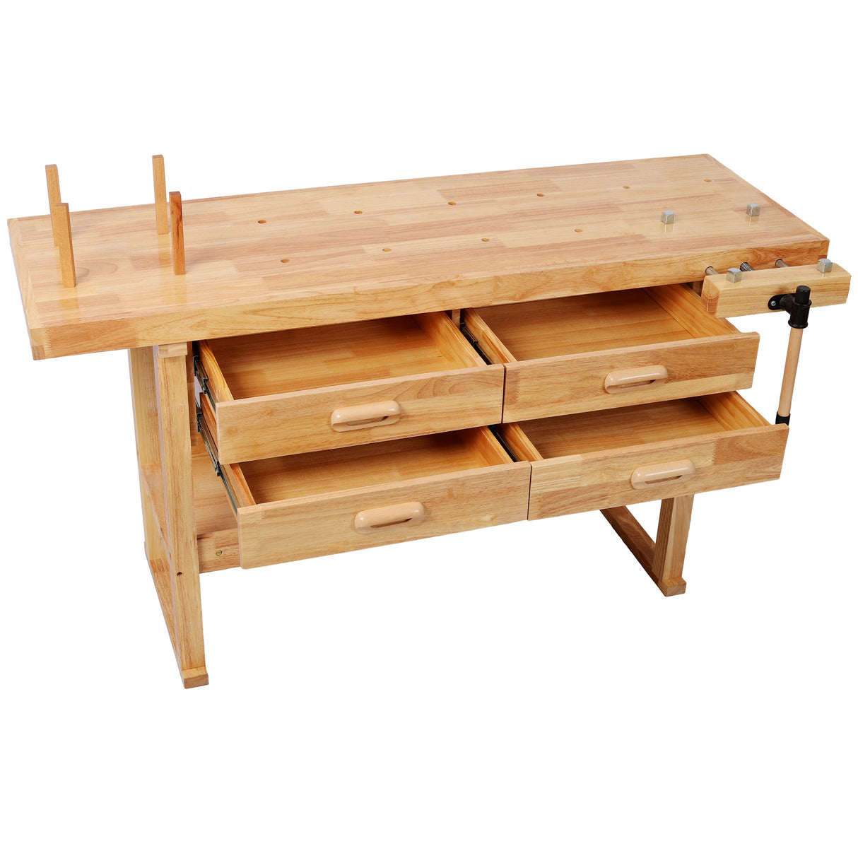60-Inch Rubber Hardwood Workbench with 4 Drawers