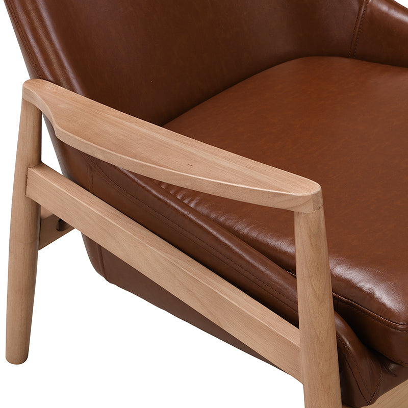 U-Can PU Leather Accent Chair Set of 2 Mid-Century Modern Armchair with Solid Wood Frame