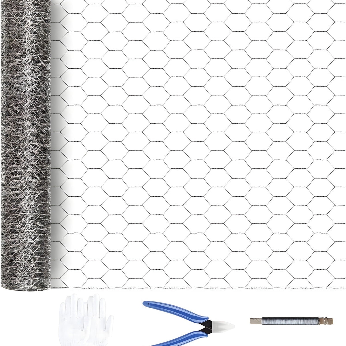 Galvanized Metal Hexagonal Mesh Fence with Flexible Height - Pearl Silver
