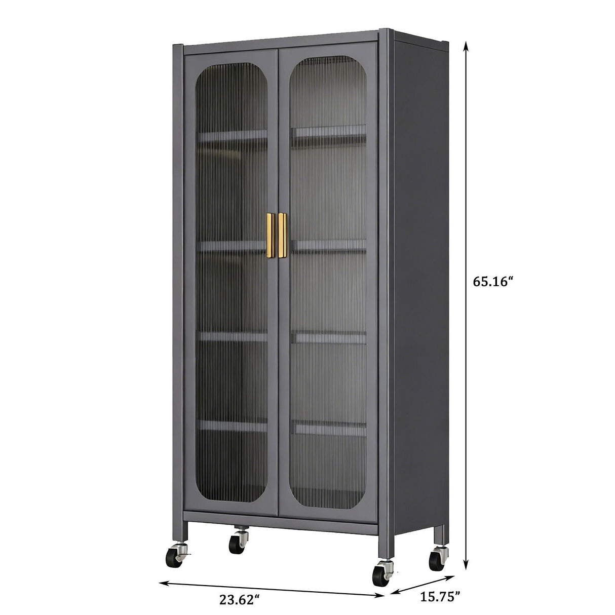 6 Tier Storage Cabinet With Transparent Door, Adjustable Shelves & Wheels