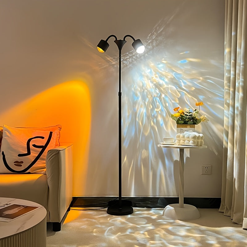 Sunset Ocean Wave Projector – Double RGB Mood Lamp with 360° Rotation & DIY Color