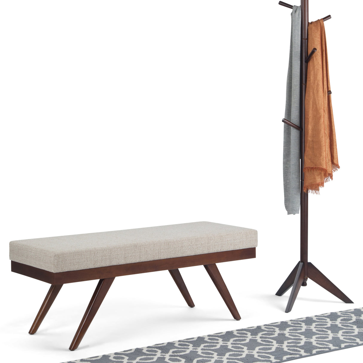 Chanelle - Mid Century Ottoman Bench - Platinum