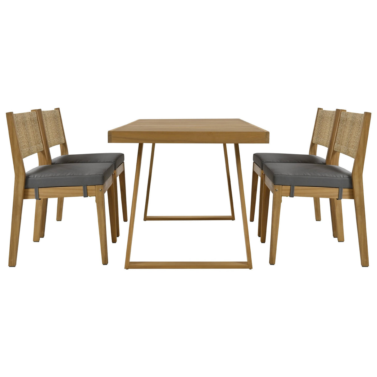 U_Style Multi-Person Outdoor Acacia Wood Dining Table and Chair Set