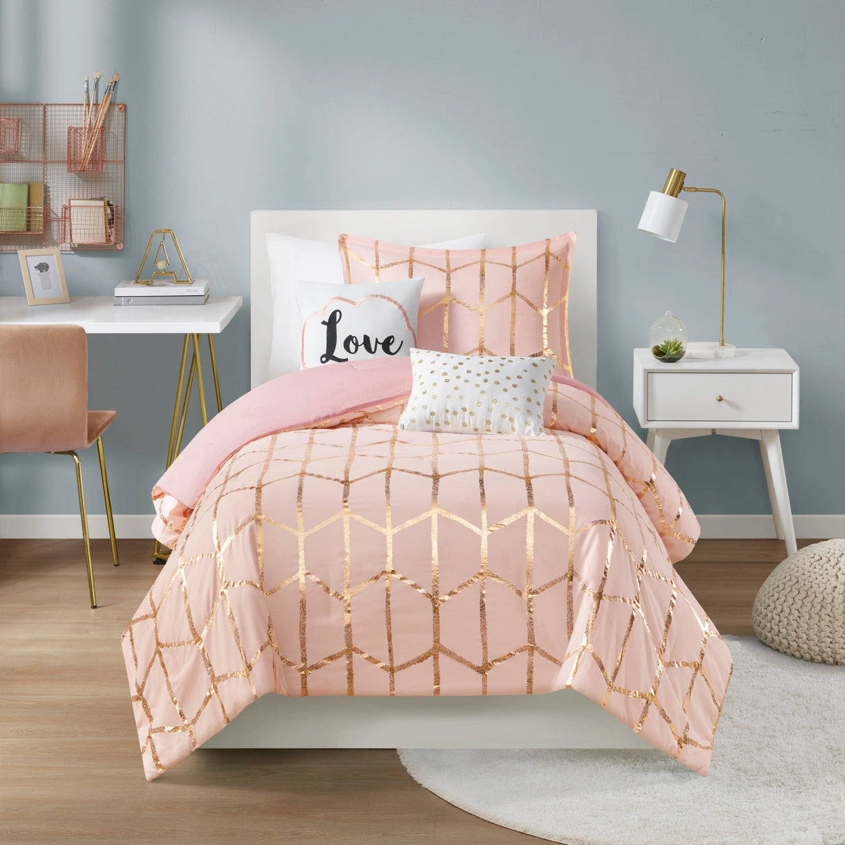 4-Piece Twin/Twin XL 100% Polyester Brushed Printed Comforter Set