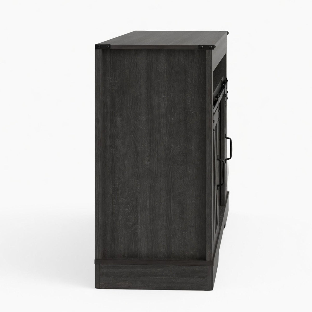 Farmhouse TV Stand With Sliding Barn Doors & Adjustable Storage