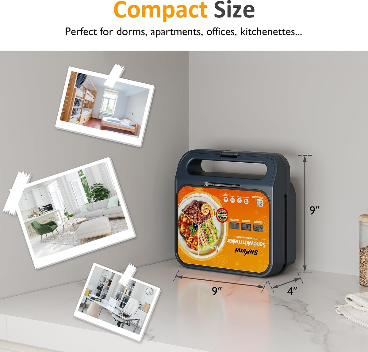 3 in 1 Electric Sandwich Maker with Removable Nonstick Plates