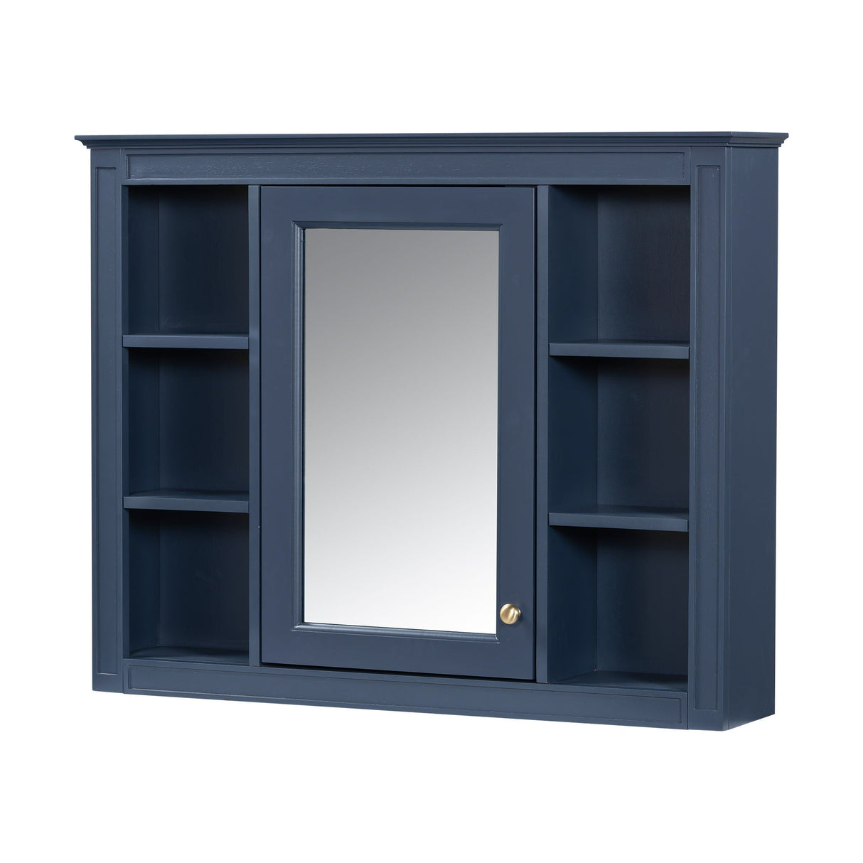 Bathroom Vanity With Mirror Cabinet, Single Sink With 2 Soft Closing Doors And 4 Drawers