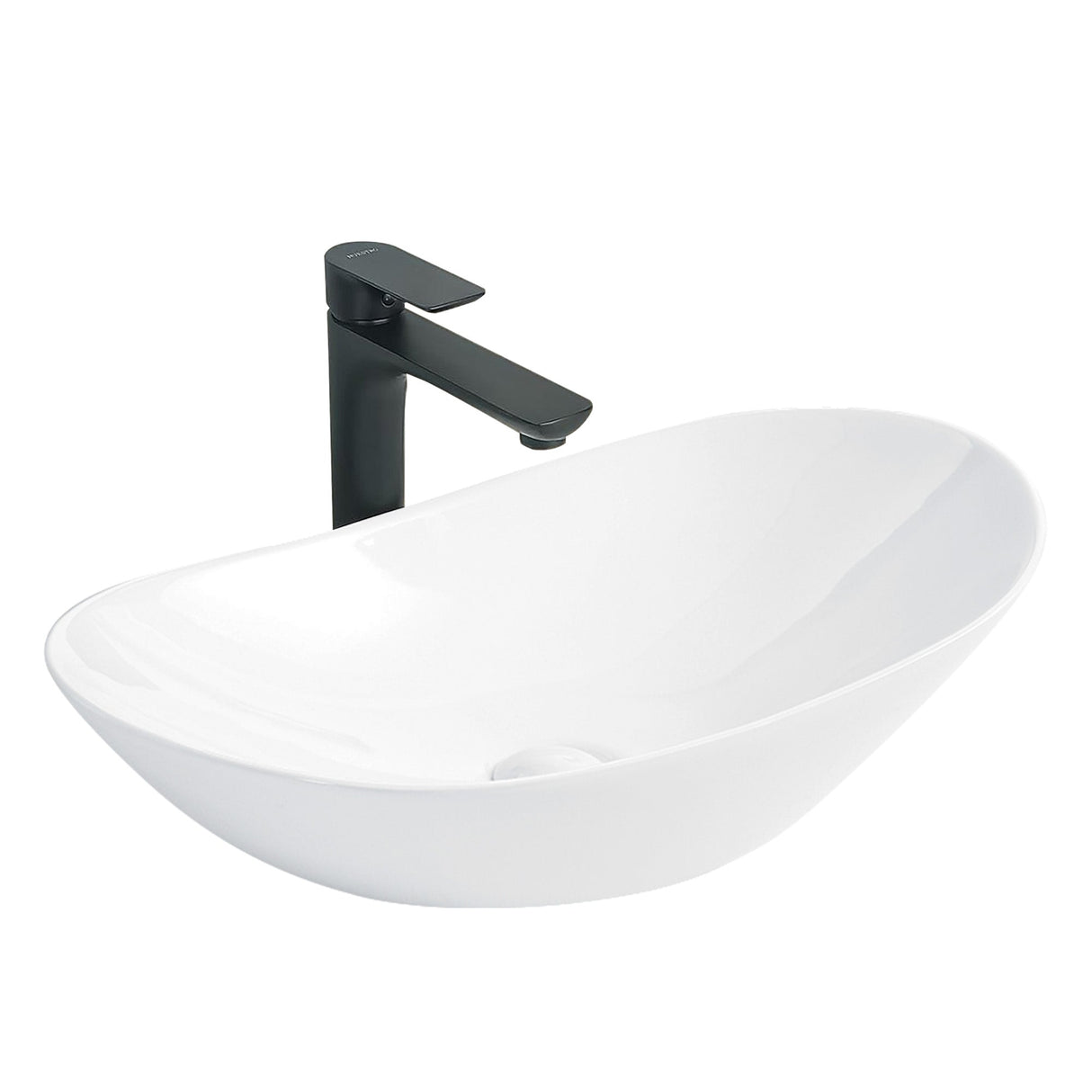 White Oval Ceramic Vessel Sink