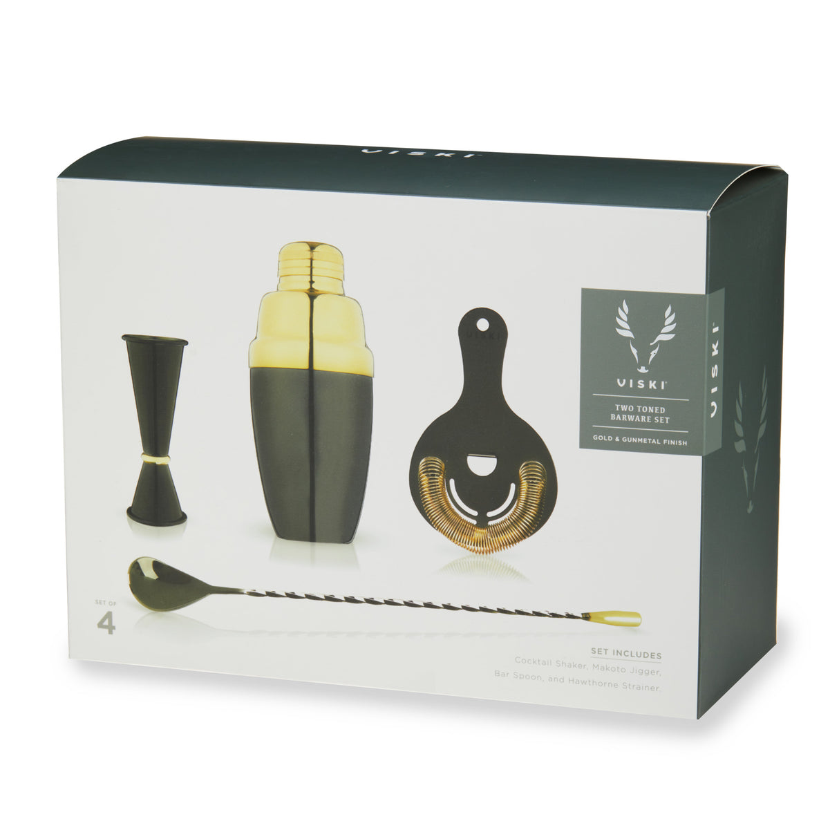 4-Piece Deco Barware Set in Two-Tone Viski®