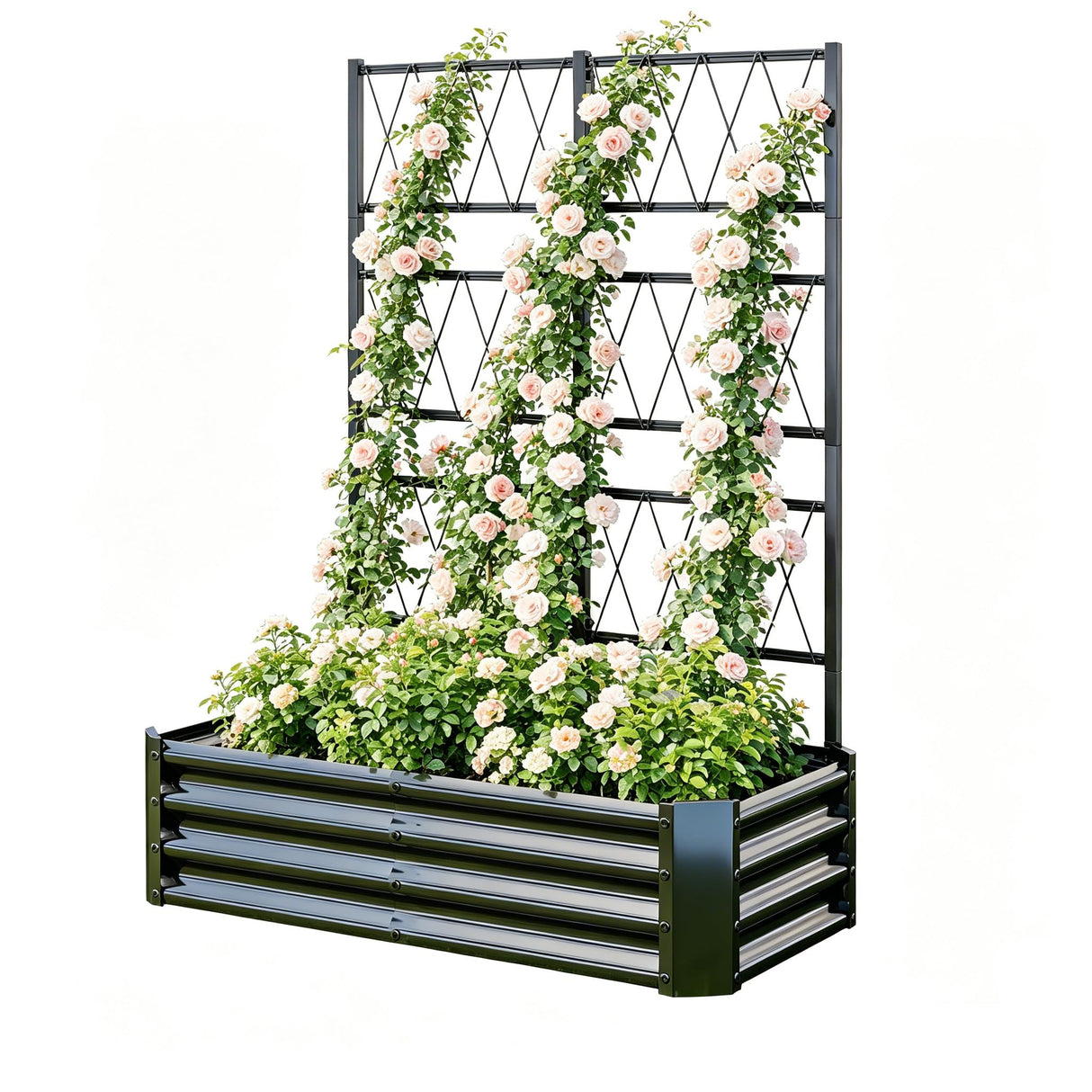 Galvanized Raised Garden Bed with Arch Trellis