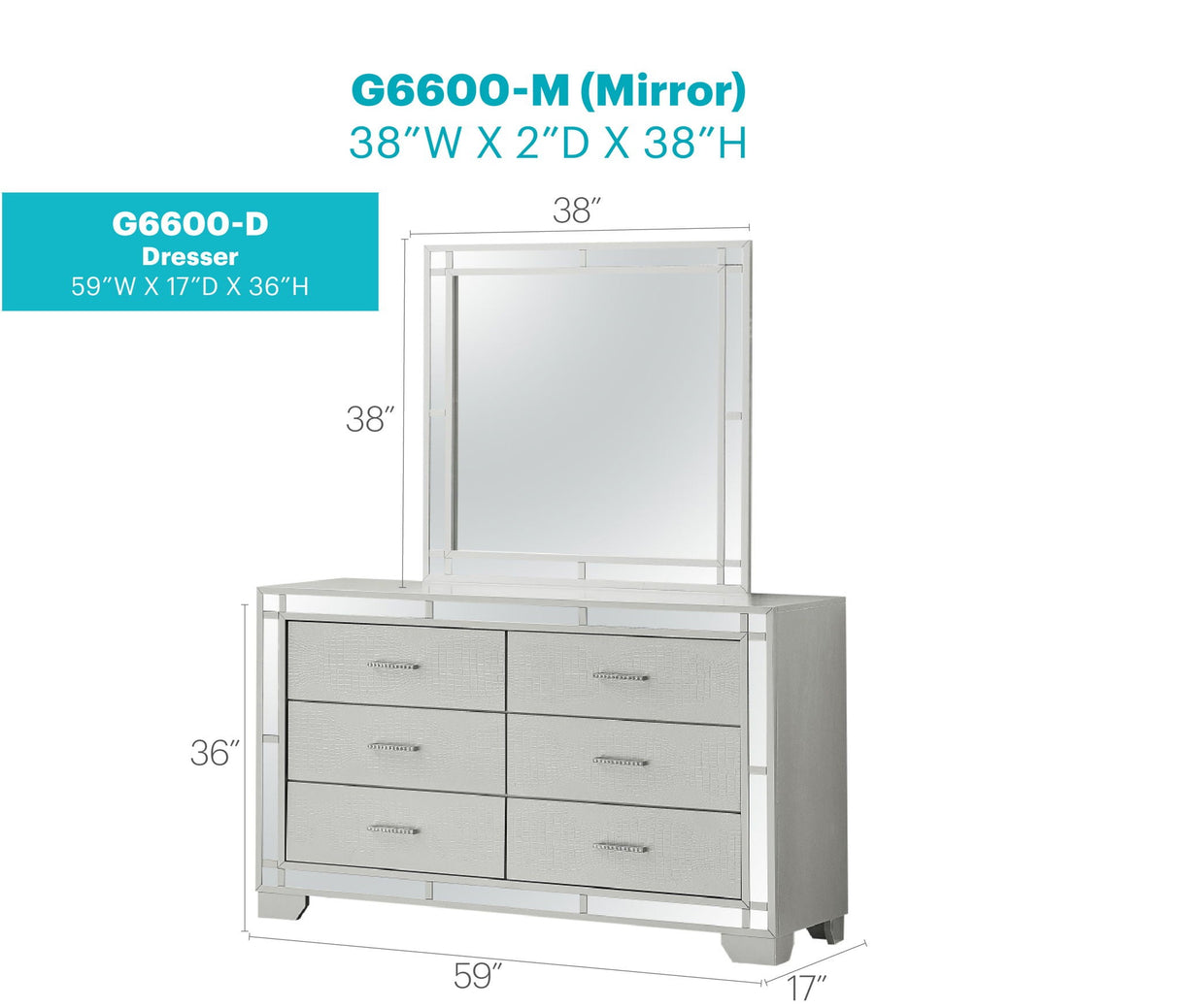 Madison - Dresser - Silver Champagne