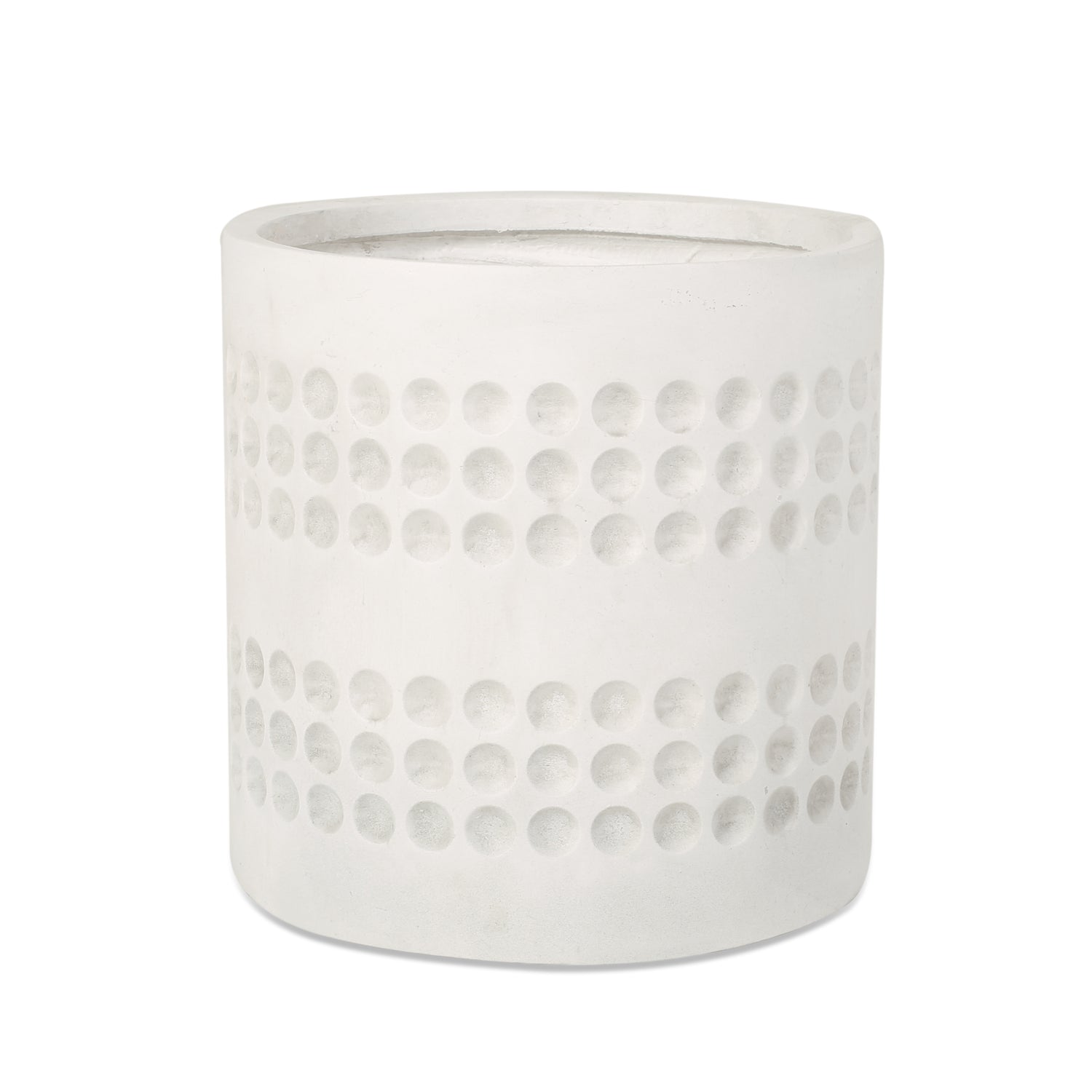 Antique white round planter