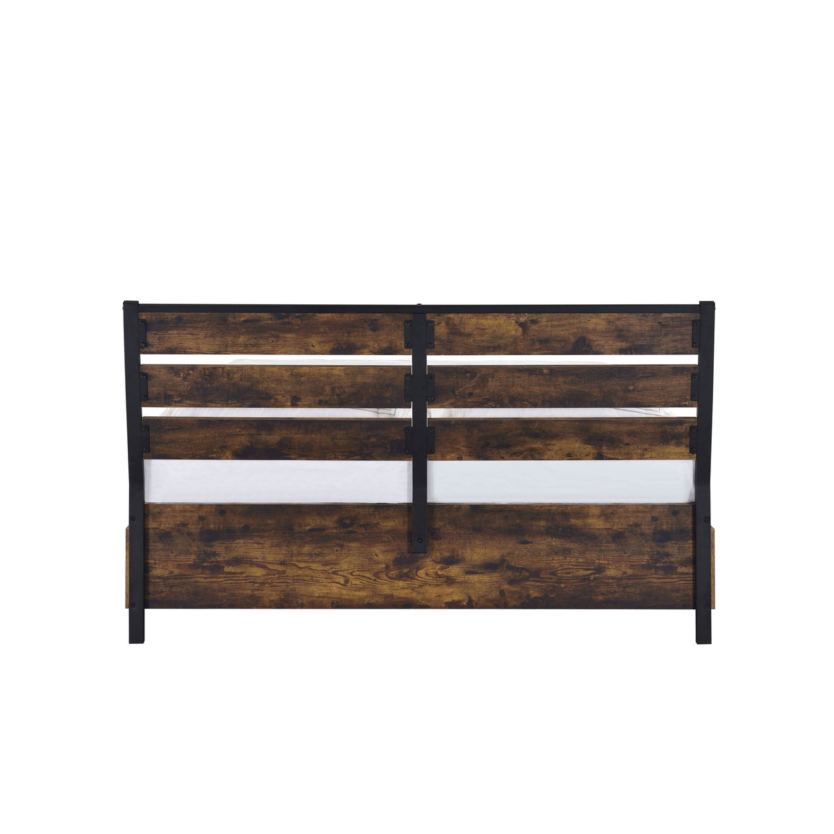 Rustic Oak & Black Finish King Bed with Storage