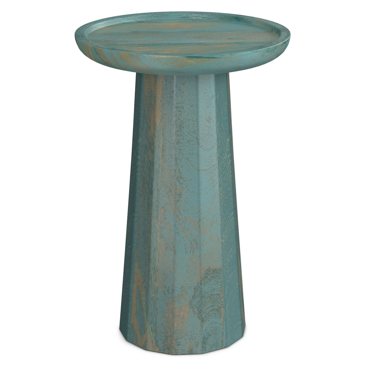 Handcrafted Wooden Accent Table with Sculptural Design - Choice of Color