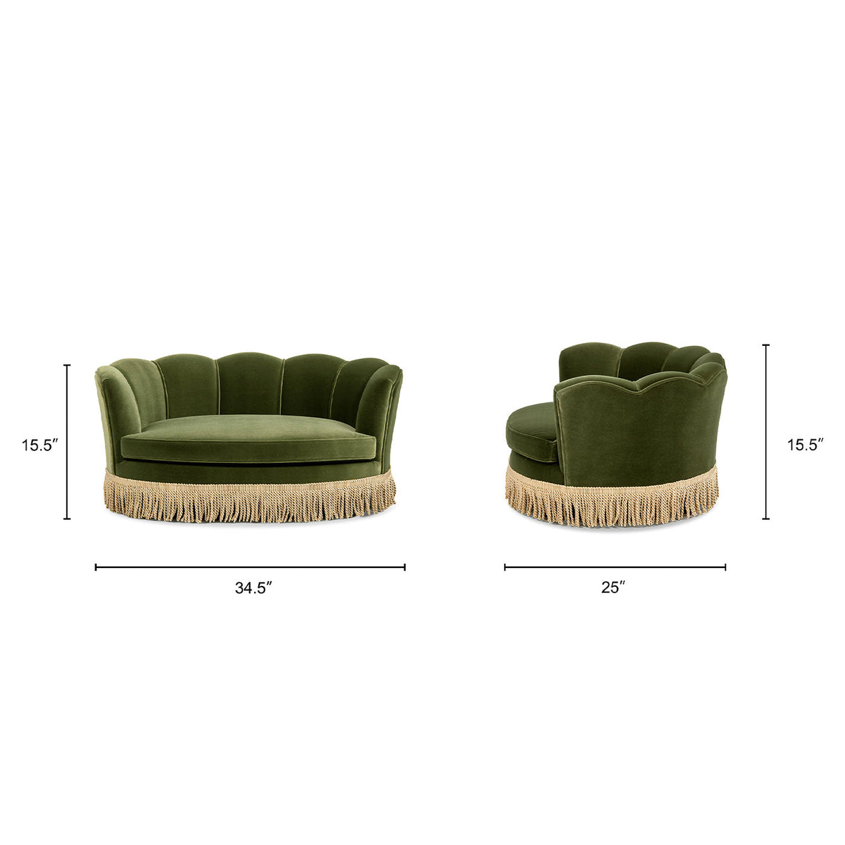 Clara 34.5" Scalloped Pet Sofa Bed - Medium, Olive